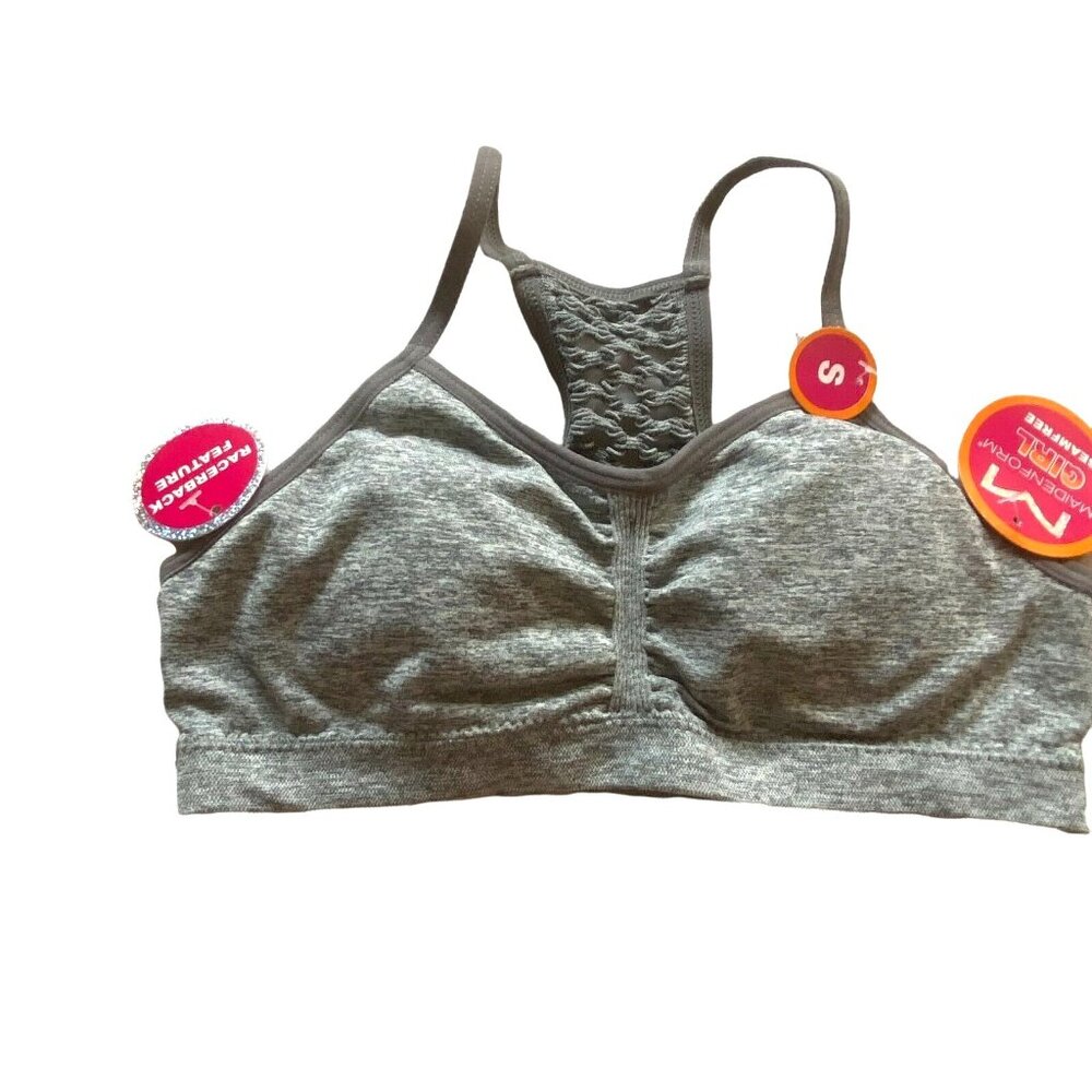 Maidenform Girls Training Bra With Removable Padding-Gray-Size Small (6/6X)-NWT
